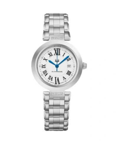 Stuhrling Alexander Watch Ad203b-01, Ladies Quartz Date Watch With Stainless Steel Case On Stainless Steel Bra In Silver