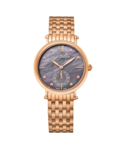 Stuhrling Alexander Watch A201b-04, Ladies Quartz Small-second Watch With Rose Gold Tone Stainless Steel Case