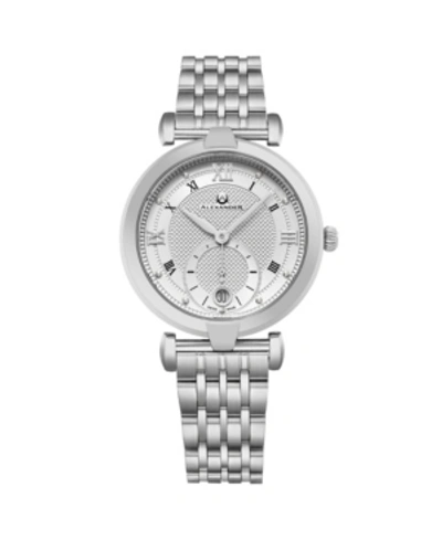 Stuhrling Alexander Watch A202b-01, Ladies Quartz Small-second Date Watch With Stainless Steel Case On Stainle In Silver