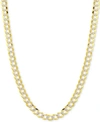 ITALIAN GOLD 28" TWO-TONE OPEN CURB CHAIN NECKLACE IN SOLID 14K GOLD & WHITE GOLD