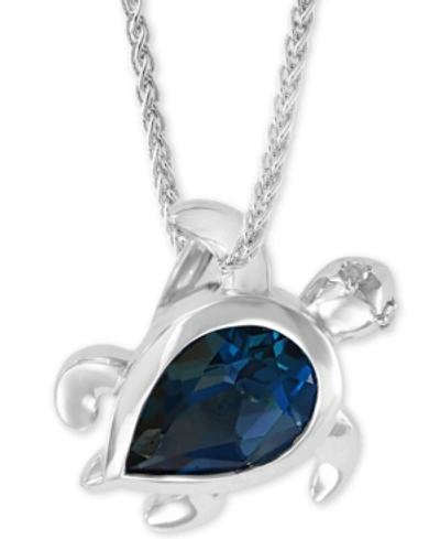 Effy Collection Effy London Blue Topaz (2-3/8 Ct. T.w) & Diamond Accent Turtle 18" Pendant Necklace In Sterling Silv