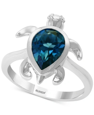 Effy Collection Effy London Blue Topaz (2-3/8 Ct. T.w.) & Diamond Accent Turtle Ring In Sterling Silver