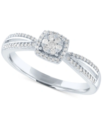 Promised Love Diamond Cluster Promise Ring (1/6 Ct. T.w.) In Sterling Silver