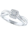 Promised Love Diamond Square Cluster Promise Ring (1/10 Ct. T.w.) In Sterling Silver In Sterling Silver