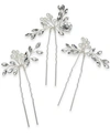Inc International Concepts 3-pc. Set Crystal & Imitation Pearl Bead Bobby Pins, Created For Macy's In Silver