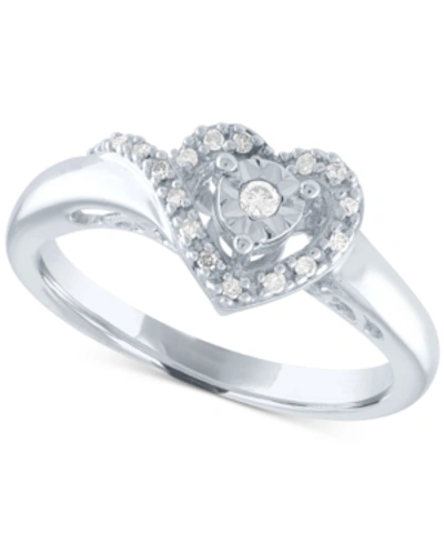 Promised Love Diamond Heart Promise Ring (1/10 Ct. T.w.) In Sterling Silver