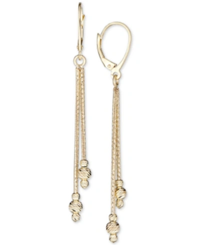 Italian Gold Beaded Drop Earrings In 14k Gold In Yellow Gold