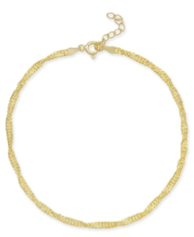 Giani Bernini Singapore Chain Ankle Bracelet In 18k Gold-plated Sterling Silver, Created For Macy's