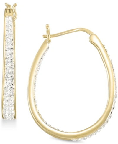 Simone I. Smith Crystal Oval Hoop Earrings In 18k Yellow Gold Over Silver Or Sterling Silver