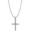 SYMBOLS OF FAITH SILVER-TONE CROSS PENDANT NECKLACE 16" ADJUSTABLE