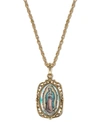 SYMBOLS OF FAITH 14K GOLD-DIPPED ENAMEL LADY OF GUADALUPE MEDALLION NECKLACE 24"