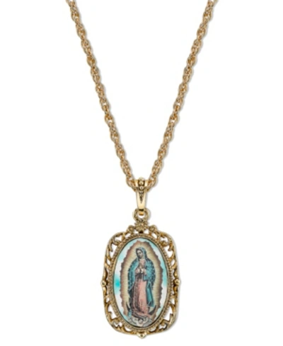 Symbols Of Faith 14k Gold-dipped Enamel Lady Of Guadalupe Medallion Necklace 24" In No Color