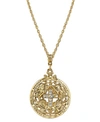 Symbols Of Faith 14k Gold-dipped Crystal Writers Of The Good Word Pendant Necklace 24" In Gold