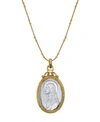 Symbols Of Faith 14k Gold-dipped Silver-tone Crystal Virgin Mary Medallion Necklace 20" In Grey