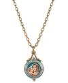 SYMBOLS OF FAITH 14K GOLD-DIPPED BLUE ENAMEL MARY AND CHILD LOCKET NECKLACE 18"