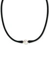 Effy Collection Effy Cultured Freshwater Pearl (11mm) Black Silicone 14" Choker Necklace (also Available In Light Bl In Black