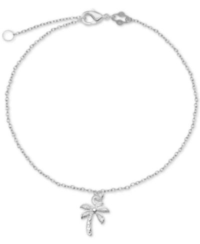 Giani Bernini Palm Tree Charm Chain Ankle Bracelet In Sterling Silver