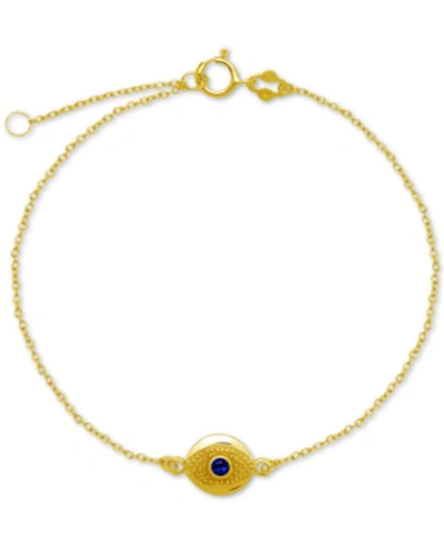 Giani Bernini Blue Glass Evil Eye Ankle Bracelet In Sterling Silver In Gold Over Sterling Silver