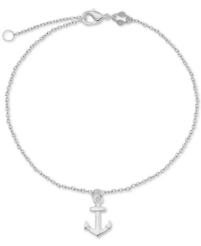 Giani Bernini Anchor Charm Chain Ankle Bracelet In Sterling Silver