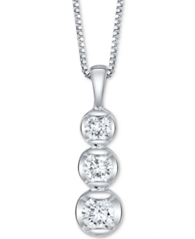 Sirena Diamond Three Stone 18" Pendant Necklace (1/3 Ct. T.w.) In 14k White Gold