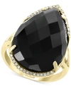 Effy Collection Effy Onyx (22 X 15mm) & Diamond (1/10 Ct. T.w.) Statement Ring In 14k Gold In Black