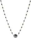 Effy Collection Effy Cultured Tahitian Pearl (10mm) & Hematite Bead 18" Statement Necklace In 14k Gold In Gray