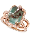 Le Vian Peacock Aquaprase (14 X 10mm) & Vanilla Topaz (1/3 Ct. T.w.) Statement Ring In 14k Rose Gold In Rose Gold
