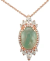 Le Vian Peacock Aquaprase (14 X 10mm) & Vanilla Topaz (1 Ct. T.w.) 18" Pendant Necklace In 14k Rose Gold In Green