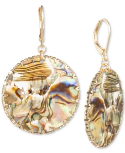 Lonna & Lilly Gold-tone Disc Drop Earrings In Blue Green