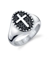 HE ROCKS ROUND CROSS RING IN STAINLESS STEEL