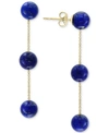 Effy Collection Effy Lapis Lazuli (6mm) Triple Drop Earrings In 14k Gold In Lapis Lazuli