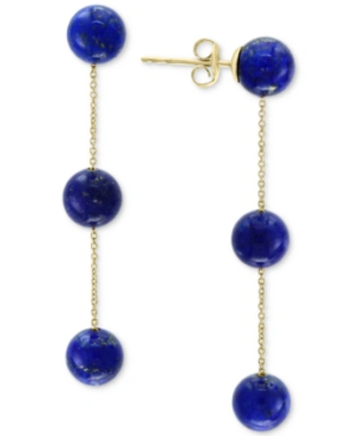 Effy Collection Effy Lapis Lazuli (6mm) Triple Drop Earrings In 14k Gold