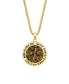 HE ROCKS "SAINT CHRISTOPHER" COIN 24" PENDANT NECKLACE IN GOLD-TONE STAINLESS STEEL