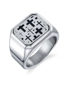 HE ROCKS SQUARE CROSS RING IN STAINLESS STEEL