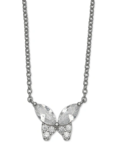 Giani Bernini Cubic Zirconia Butterfly 18" Pendant Necklace In Sterling Silver, Created For Macy's