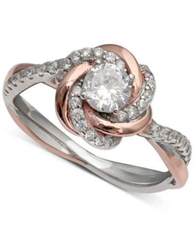 Giani Bernini Cubic Zirconia Love Knot Ring In 18k Rose Gold Over Sterling Silver And Sterling Silver, Created For