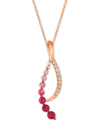 Le Vian Passion Ruby (1/6 Ct. T.w.), Bubblegum Pink Sapphire (5/8 Ct. T.w.) & Vanilla Sapphire (1/5 Ct. T.w. In Multi