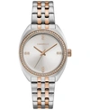 CARAVELLE DESIGNED BY BULOVA WOMEN'S CRYSTAL TWO-TONE STAINLESS STEEL BRACELET WATCH 32MM
