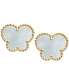 Effy Collection Effy Mother-of-pearl Butterfly Stud Earrings In 14k Gold In White