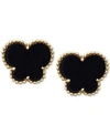 Effy Collection Effy Onyx (9 X 7 Mm) Butterfly Stud Earrings In 14k Gold In Black