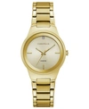 CARAVELLE DESIGNED BY BULOVA WOMEN'S DIAMOND-ACCENT GOLD-TONE STAINLESS STEEL BRACELET WATCH 30MM