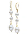 Effy Collection Effy Cultured Freshwater Pearl (5-1/2 & 8mm) Drop Earrings In 14k Gold In White