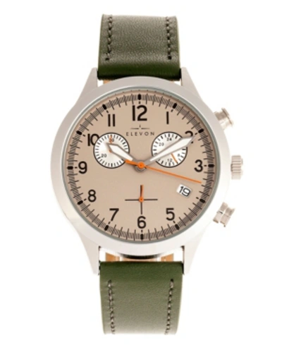 Elevon Men's Antoine Chronograph Genuine Leather Strap Watch 44mm In Olive