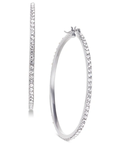 INC INTERNATIONAL CONCEPTS LARGE PAVE MEDIUM HOOP EARRINGS , 2", CREATED FOR MACY'S