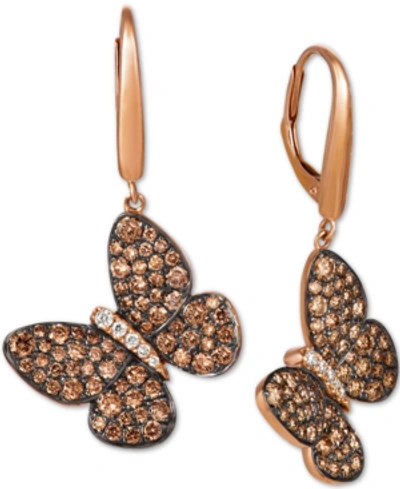 Le Vian Diamond Butterfly Drop Earrings (1-7/8 Ct. T.w.) In 14k Rose Gold