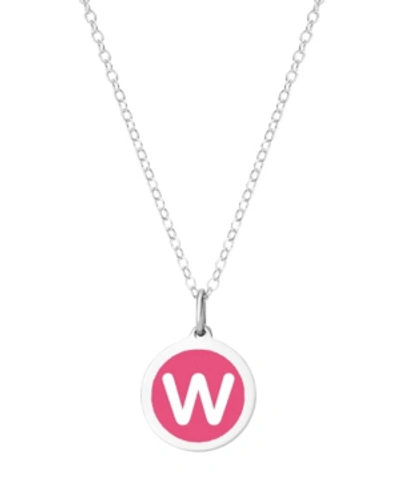 Auburn Jewelry Mini Initial Pendant Necklace In Sterling Silver And Hot Pink Enamel, 16" + 2" Extender In Hot Pink-w