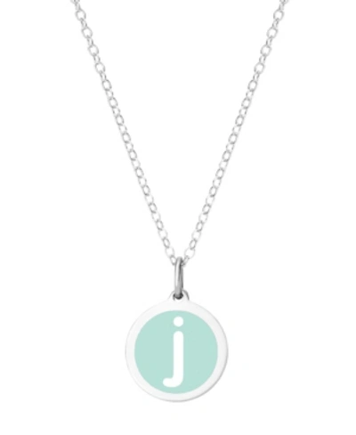 Auburn Jewelry Mini Initial Pendant Necklace In Sterling Silver And Mint Enamel, 16" + 2" Extender In Mint-j