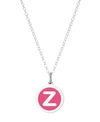 AUBURN JEWELRY MINI INITIAL PENDANT NECKLACE IN STERLING SILVER AND HOT PINK ENAMEL, 16" + 2" EXTENDER