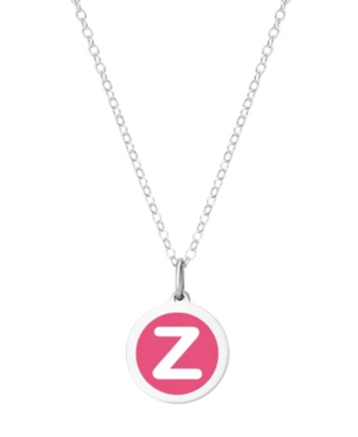 Auburn Jewelry Mini Initial Pendant Necklace In Sterling Silver And Hot Pink Enamel, 16" + 2" Extender In Hot Pink-z