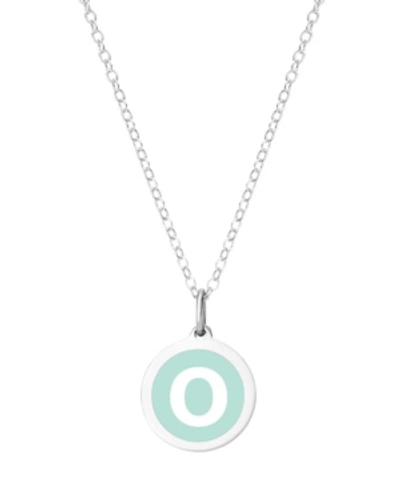 Auburn Jewelry Mini Initial Pendant Necklace In Sterling Silver And Mint Enamel, 16" + 2" Extender In Mint-o